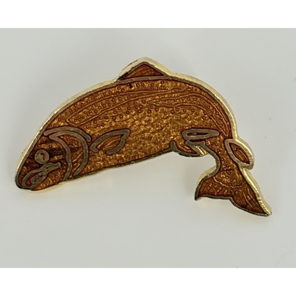 Trout Fish Lapel Pin Enamel Wildlife Fishing Vintage Outdoor Leaping